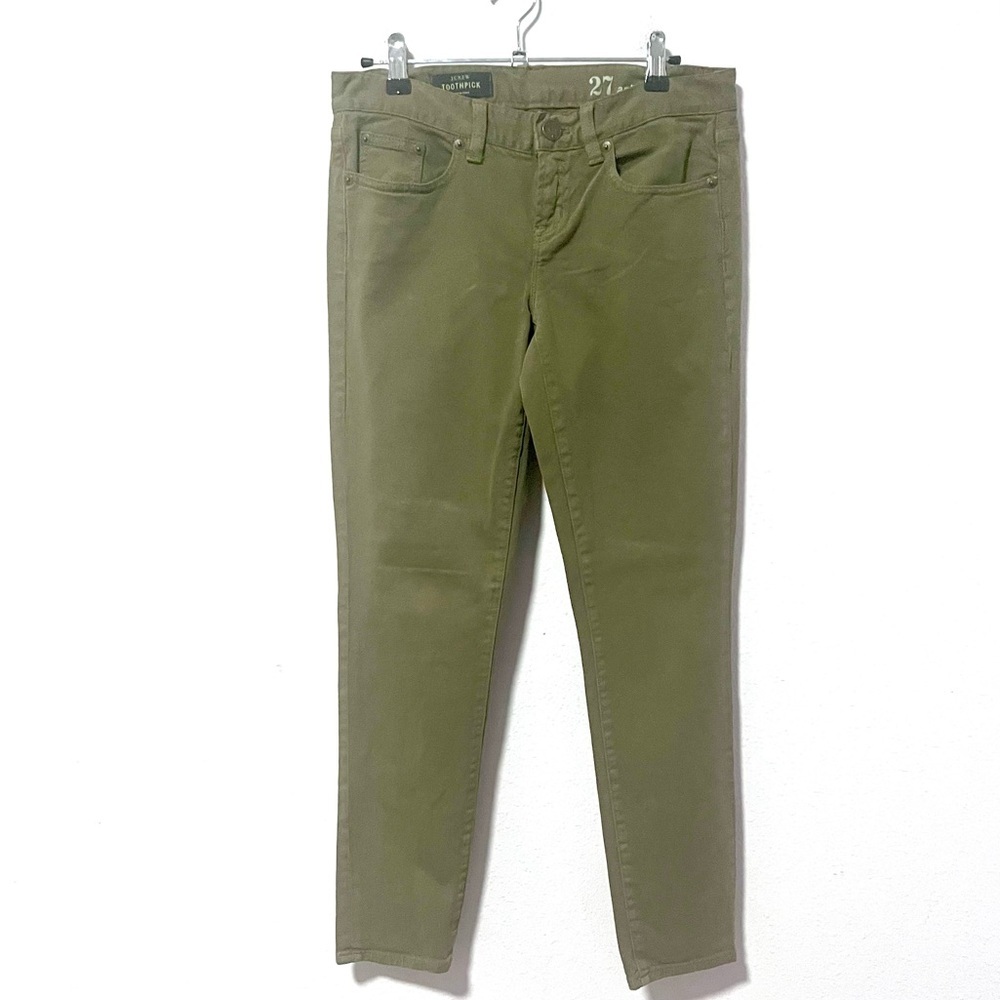 J. Crew Green toothpick Skinny Jeans with Tapered Fit
